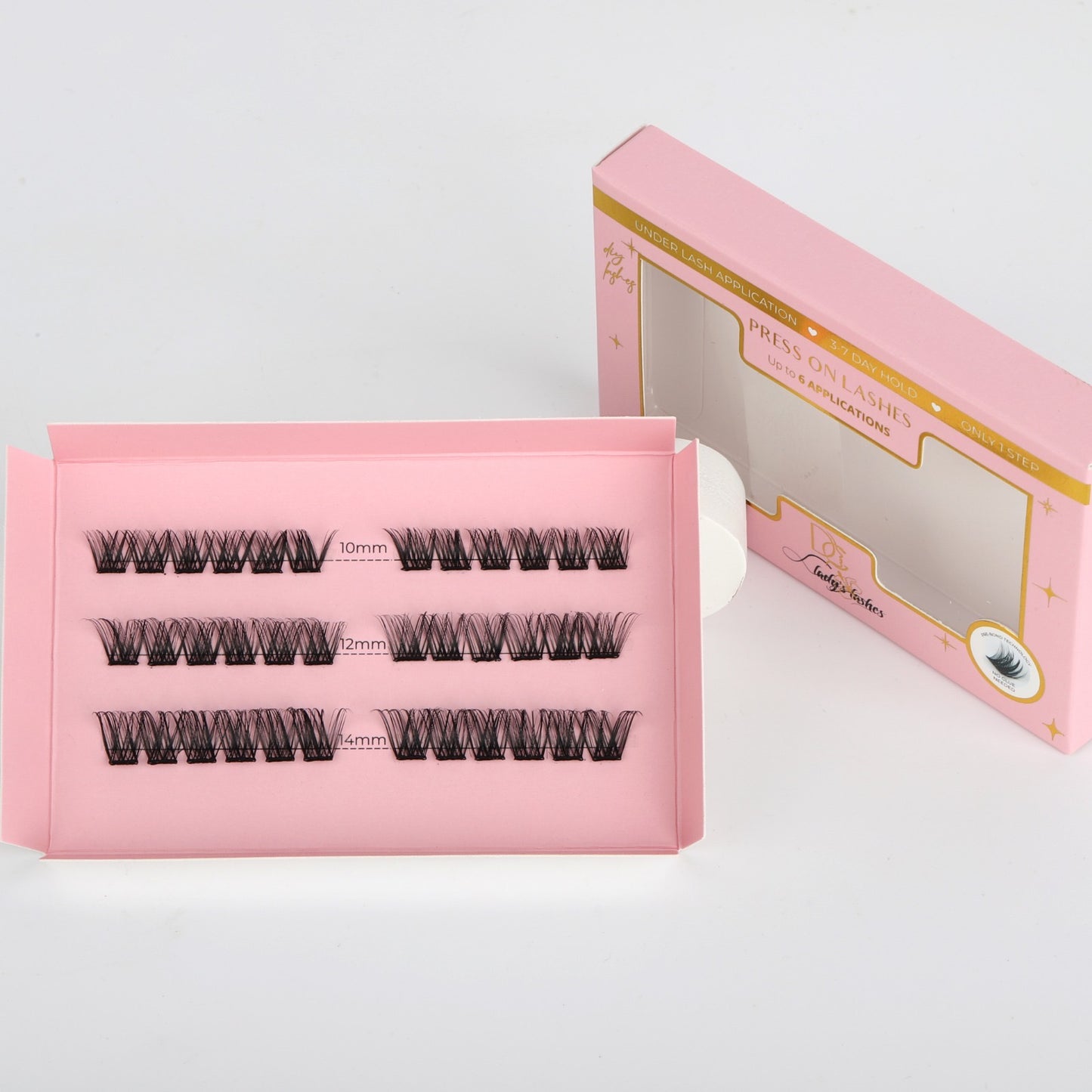 DIY Press-On Lashes – Αυτοκόλλητες Βλεφαρίδες σε Τουφάκια, up to 6 applications (10mm, 12mm & 14mm)