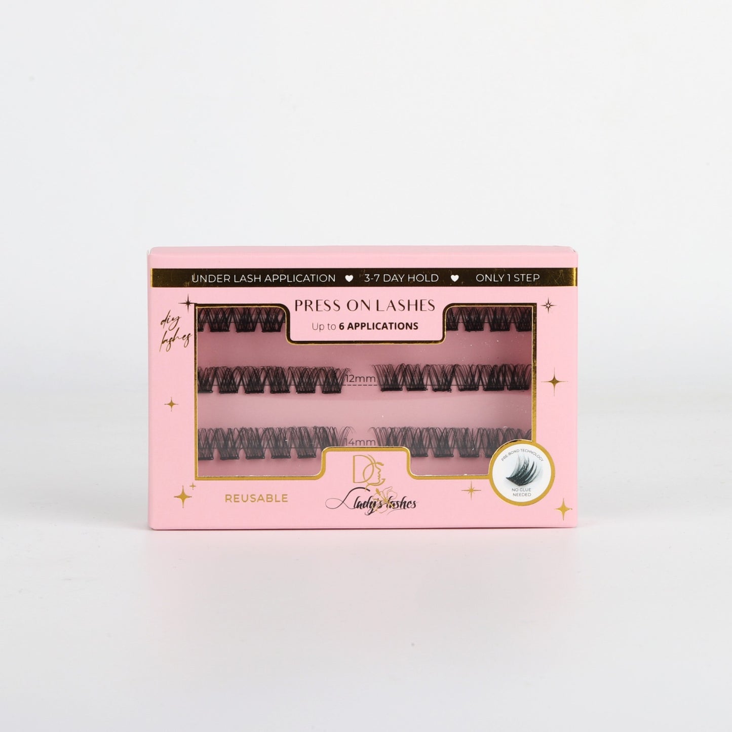 DIY Press-On Lashes – Αυτοκόλλητες Βλεφαρίδες σε Τουφάκια, up to 6 applications (10mm, 12mm & 14mm)
