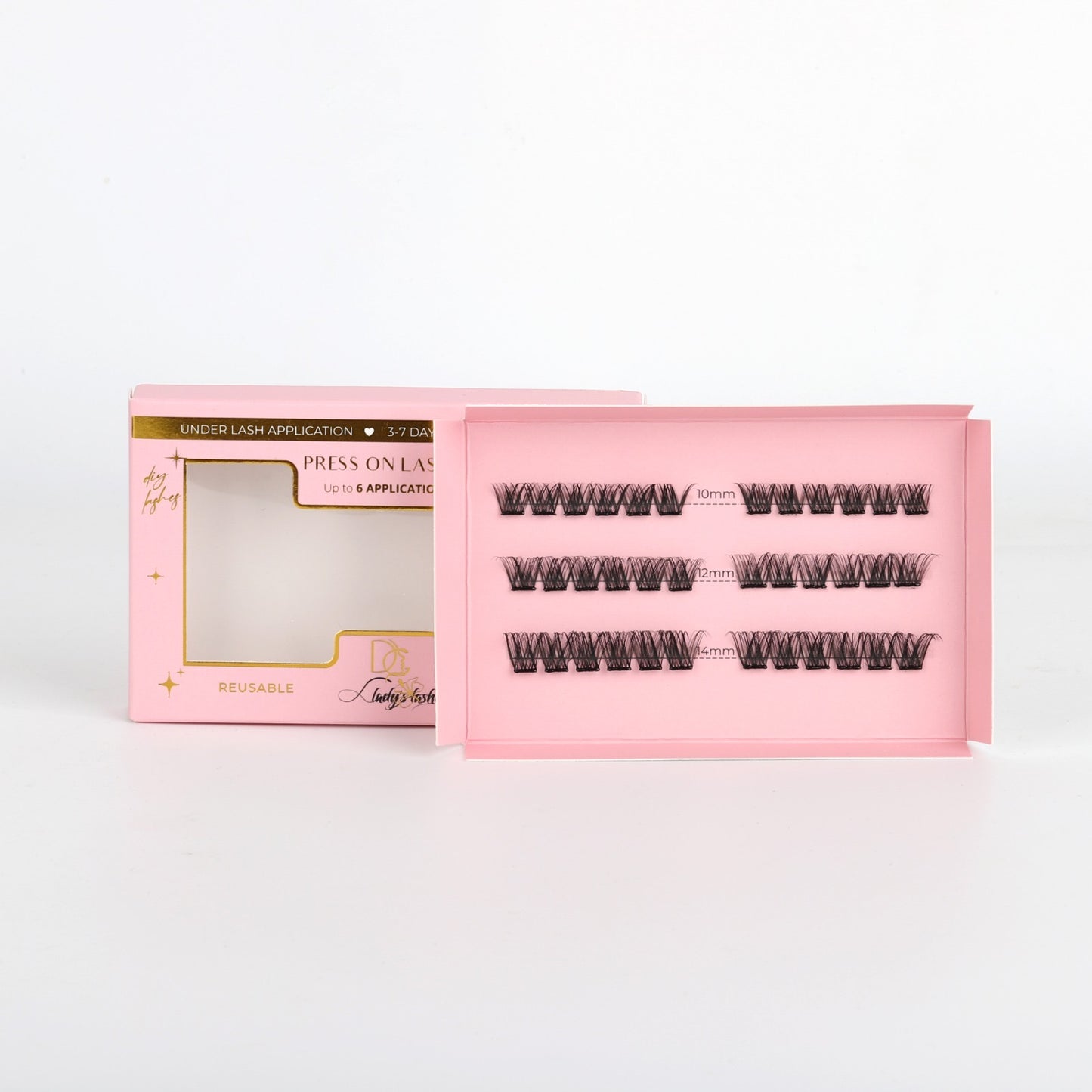 DIY Press-On Lashes – Αυτοκόλλητες Βλεφαρίδες σε Τουφάκια, up to 6 applications (10mm, 12mm & 14mm)