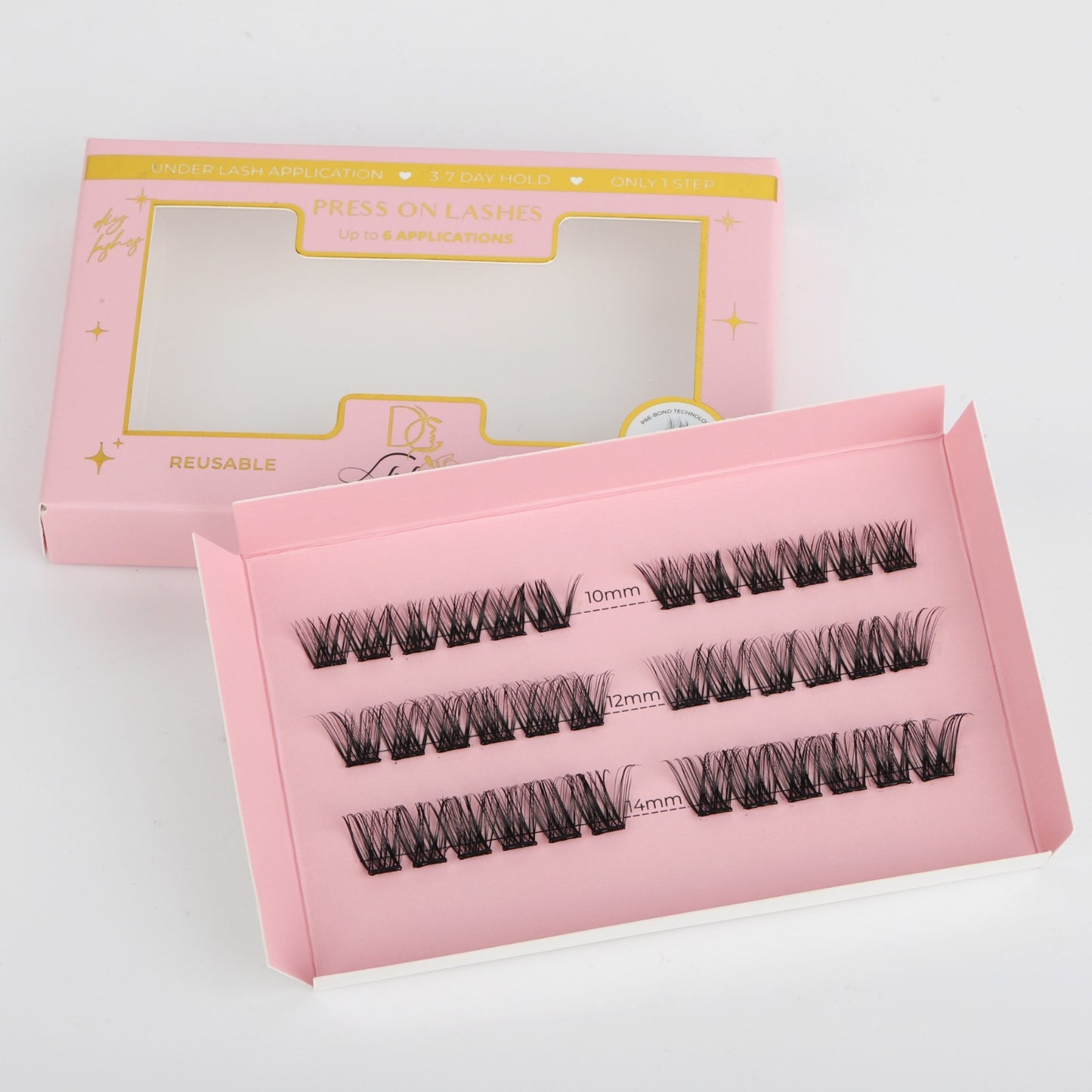 DIY Press-On Lashes – Αυτοκόλλητες Βλεφαρίδες σε Τουφάκια, up to 6 applications (10mm, 12mm & 14mm)