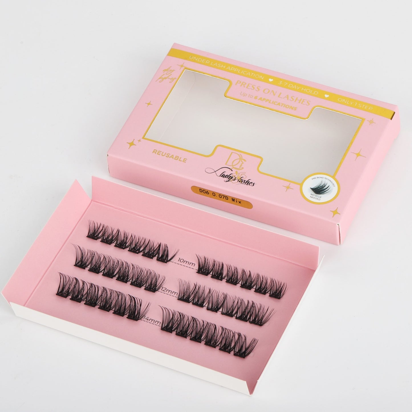 DIY Press-On Lashes – Αυτοκόλλητες Βλεφαρίδες σε Τουφάκια, up to 6 applications (10mm, 12mm & 14mm)