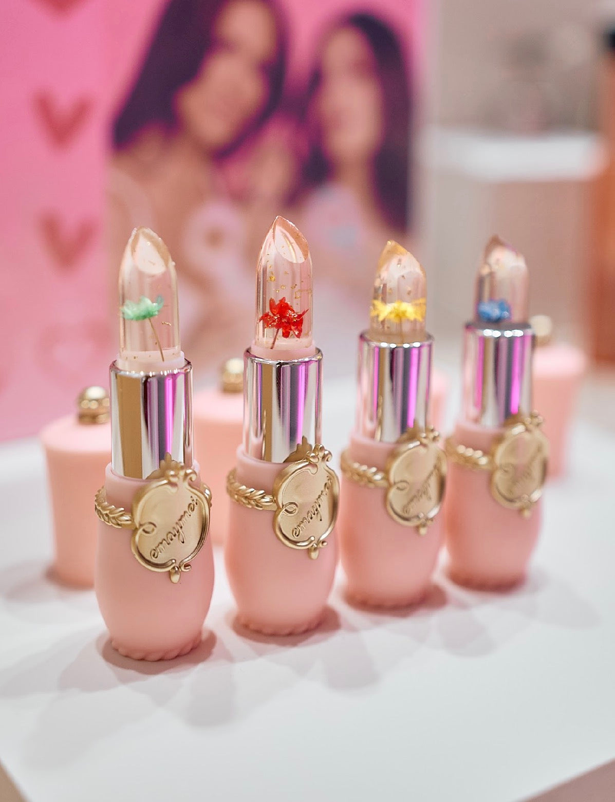 Jelly Lipstick με Αληθινό Λουλούδι & Χρυσές Νιφάδες