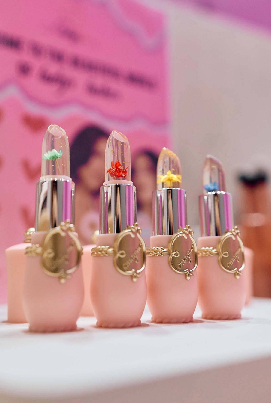 Jelly Lipstick με Αληθινό Λουλούδι & Χρυσές Νιφάδες