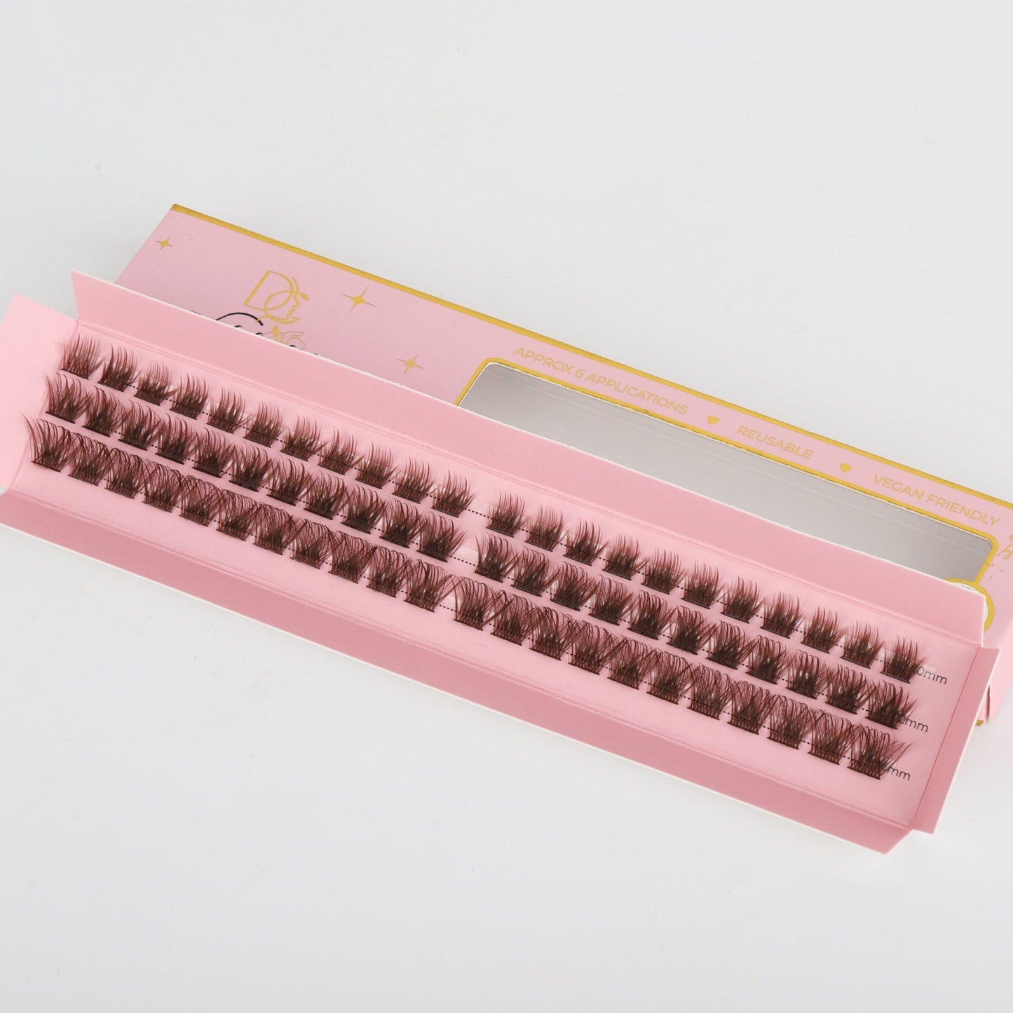 DIY Press-On Lashes – Αυτοκόλλητες Βλεφαρίδες σε Τουφάκια  σε καφέ χρώμα (Mix Μηκών)