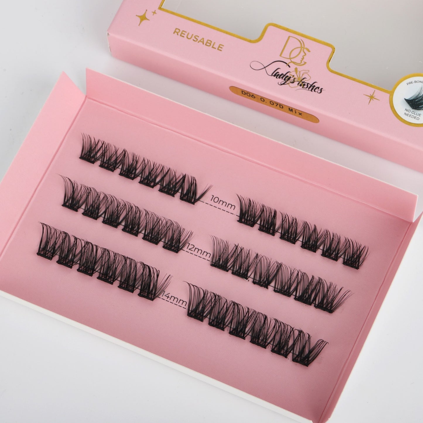 DIY Press-On Lashes – Αυτοκόλλητες Βλεφαρίδες σε Τουφάκια, up to 6 applications (10mm, 12mm & 14mm)